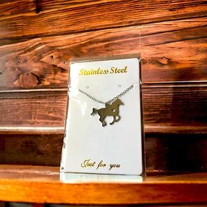 Fashion Jewelry stainless steel horse necklace. New - never worn.